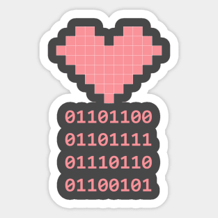 Love Pink Heart Binary Code Sticker